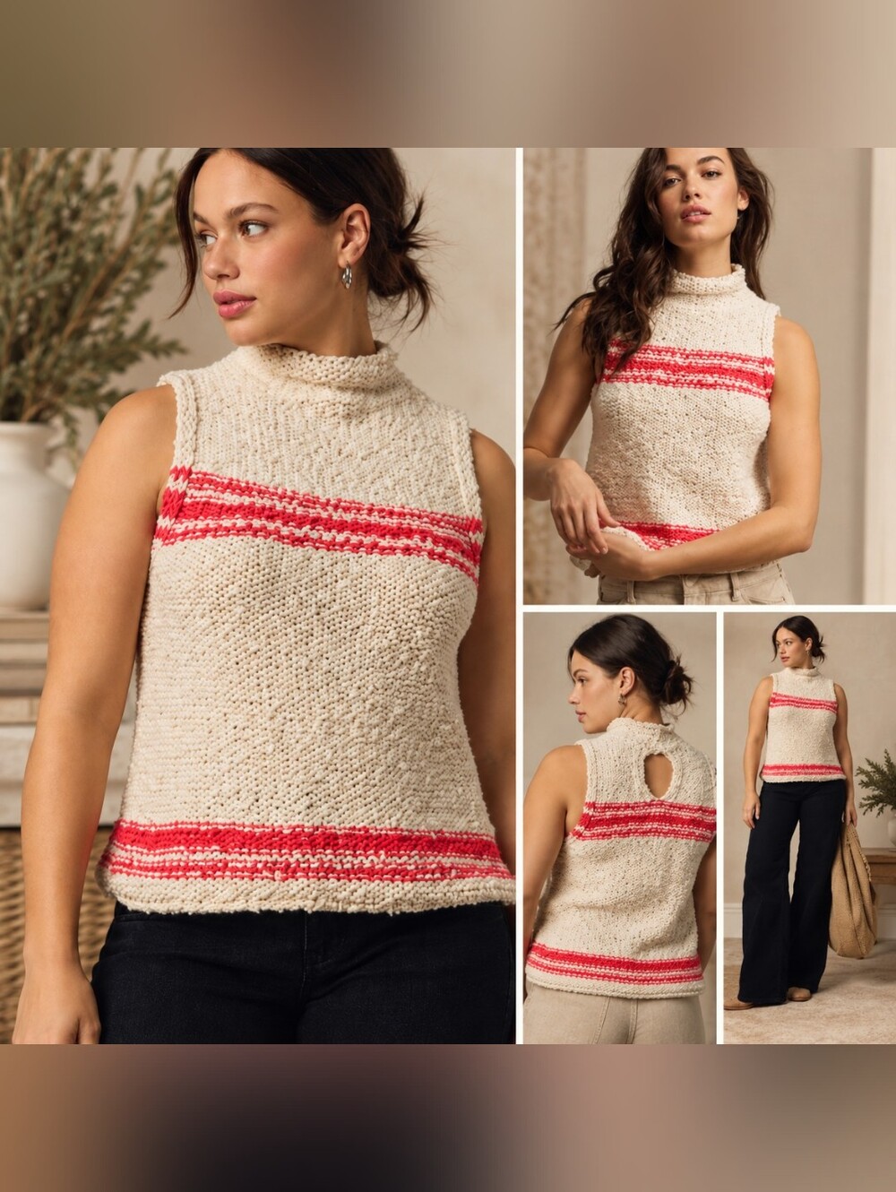 Anthropologie Pilcro Nautical Mock Neck Key Hole Sweater Size 2x